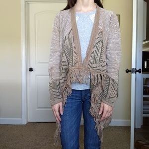 Neutral Tribal Open Cardigan